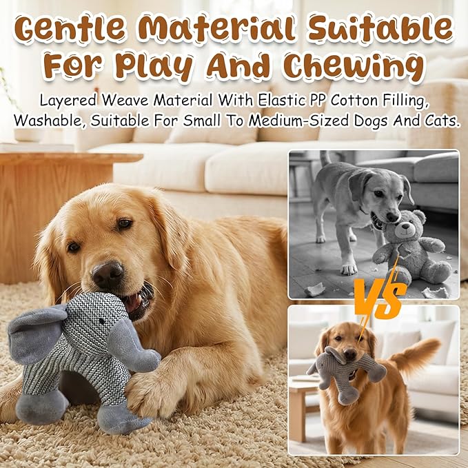 Pet Lori Linen SafariCompanions,Linen Safari Squeaky Dog Chew Toy,Robust Indestructible Dog Stuffed Toy for Small Medium Dogs,with Squeaker-Dog