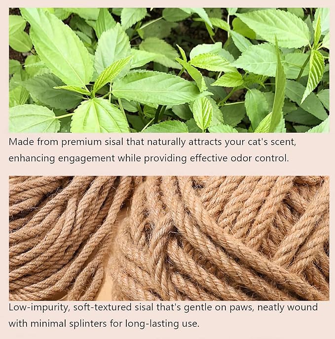 M8 Cat Scratching Post Replacement,15.7Inch Sisal Pole Cat Tree Replacement Post with Screws,DIY Scratcher,Pad, Crafts Gardening Hammock Home Decorating (Brown, M8*2poles*40cm/15.7inch)