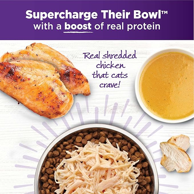 Wellness Bowl Boosters Wet Cat Food Topper, Grain Free, Natural, Shredded Chicken Recipe in Broth, 1.75 Ounce Pouch (Pack of 12)
