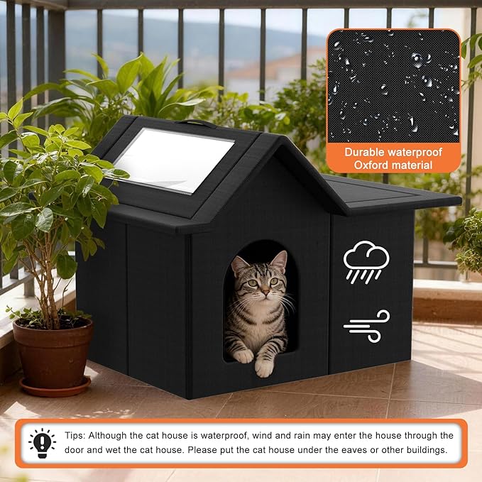 Outdoor Cat House, Weatherproof Pet Shelter for Cats, Durable Cat Bed for Outdoor Indoor, Easy Assembly