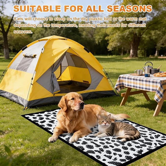 4x3 Feet Cat Bed Mats, Stain-Resistant, Washable and Easy to Clean, Reversible for Double-Sided Use, Convenient Design, Suitable for Both Outdoor and Indoor