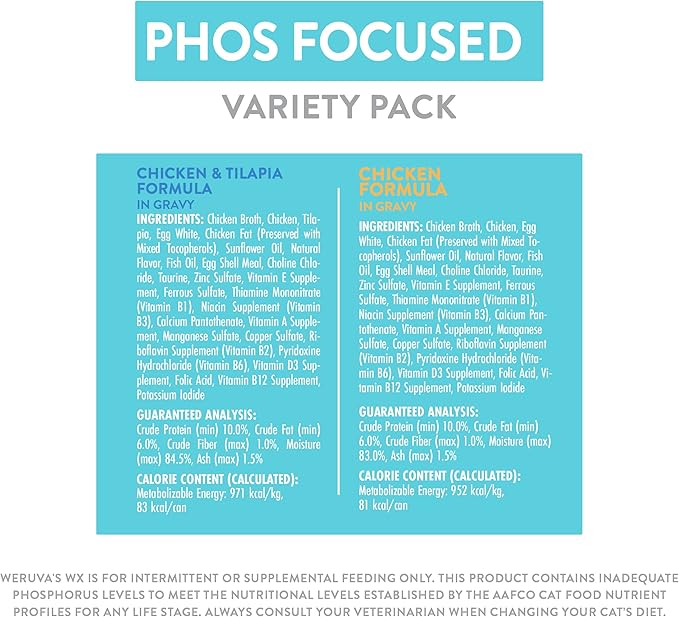 Weruva Wx Phos Focused Variety Pack – Canned Cat Food, 3 oz Cans (20 Count)