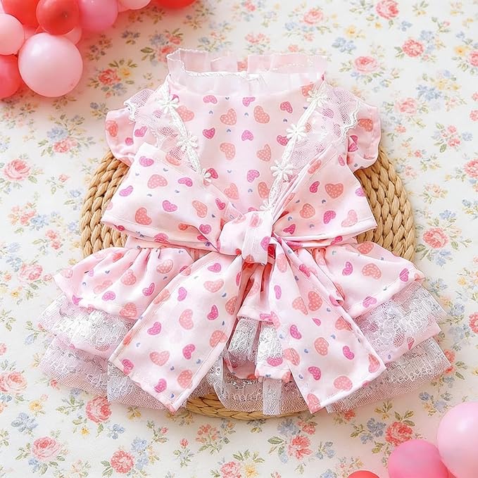 Genérico Puppy Dress - Breathable, Pink and Adjustable - Medium Dog Dress, Puppy Clothes, for Doggie | for All Breeds Daily Use Outdoor Walk Photo Shoot Summer