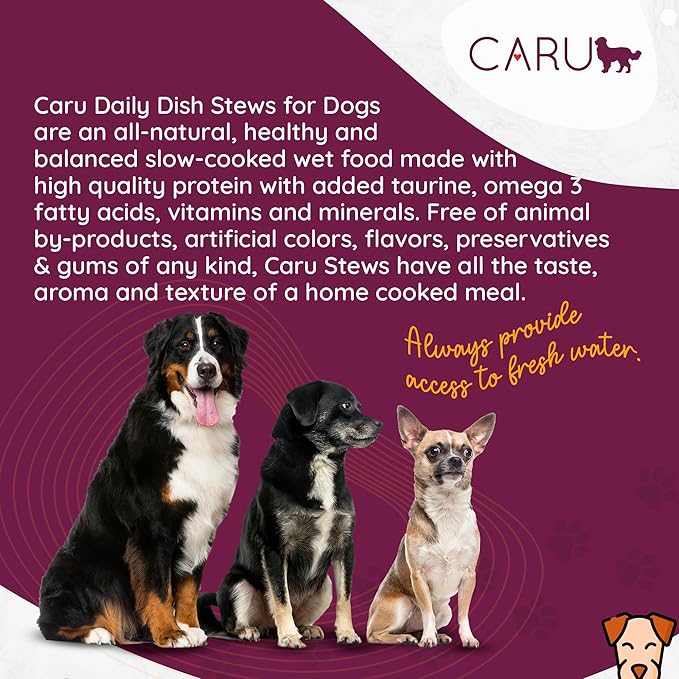 Caru - Daily Dish Turkey & Lamb Stew - For Dogs - Supports Overall Pet Health - Wet Dog Food/Meal Topper - Human Grade Ingredients - Grain, Corn & Soy Free - Non-GMO - Made in USA - 12 oz - Case of 12