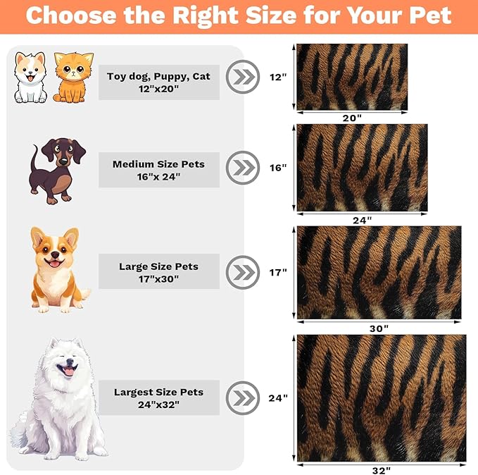 Brown Leopard Dog Food Mat for Floors Absorbent Dog Bowl Mat for Food and Water Dispenser Quick Dry Cat Food Placemat Pet Supplies 24" x 32", Black Brown Wildlife