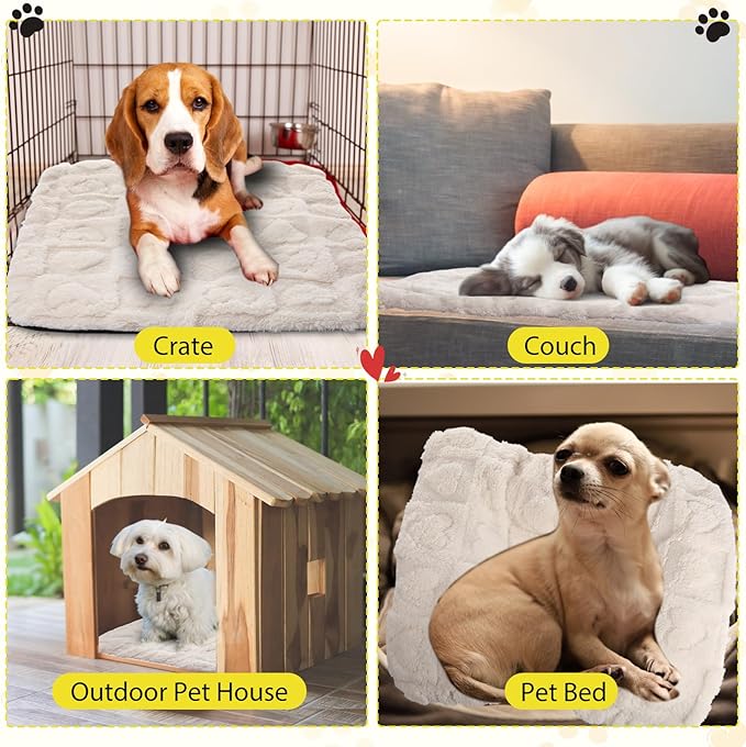 3 Pack Self Warming Cat Bed Mat Self Heating Dog Pad Reflects Body Warm Thermal Pet Pad Washable Non Slip Crate Kennel Bed Mat for Indoor Outdoor, 20 x 15 Inch(Cream)