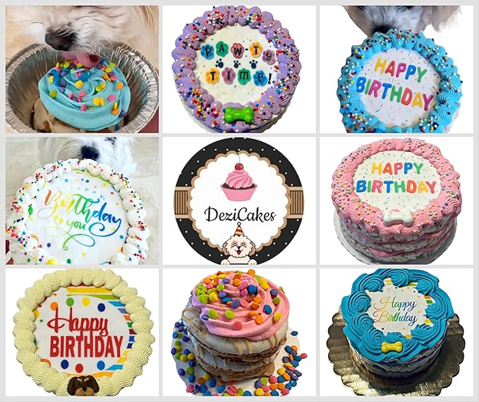 Dog Birthday Cake- Pink Petit Four Cake- Bad to the Bone by Dezicakes- Perfect Dog Party Cake Boxed & Decorated- Natural Ingredients -Peanut Butter Apple Cinnamon Birthday Cake- Handmade in USA