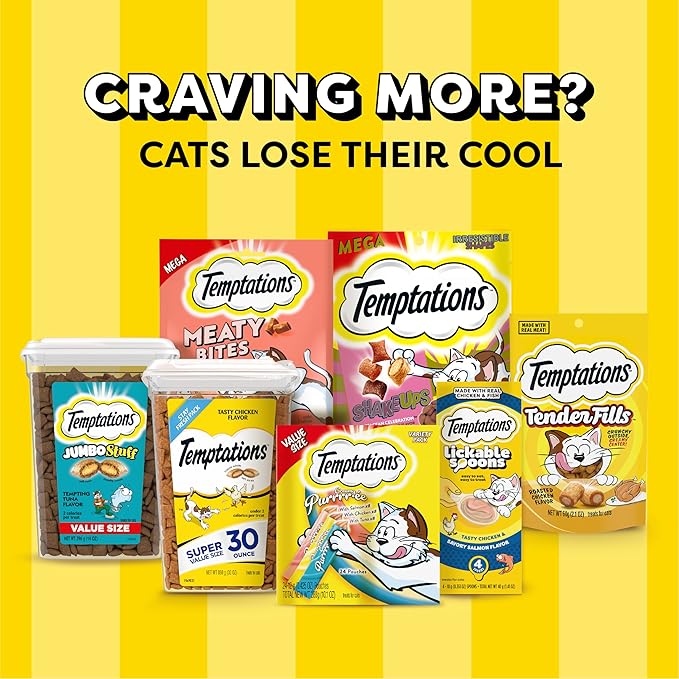 Temptations Creamy Puree Squeezable Lickable Cat Treats, Wet Cat Treats with Salmon, 0.42 oz. Tubes, 4 Count, Pack of 11 (44 Total)