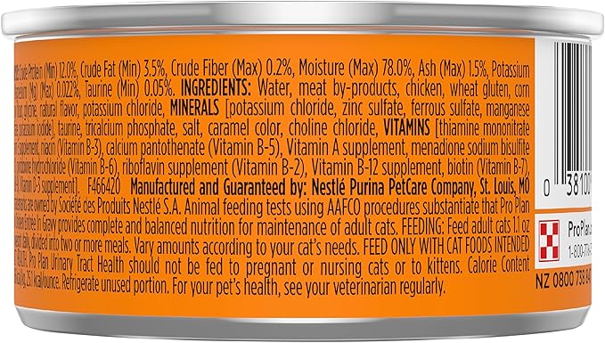 Purina Pro Plan Urinary Tract Health Chicken Entree in Gravy Cat Food - 3 oz. Pull-Top Cans,(Pack of 48)