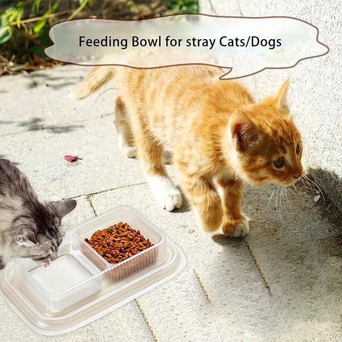50PCS Disposable Pet Bowls – Anti-Ant Cat and Dog Food Bowls, Large Cat Wet Dishes, Plastic Double Dish for Water, No Spill, Non-Tip, Non-Slip, Ideal for Outdoor Pets, Small and Medium Dogs