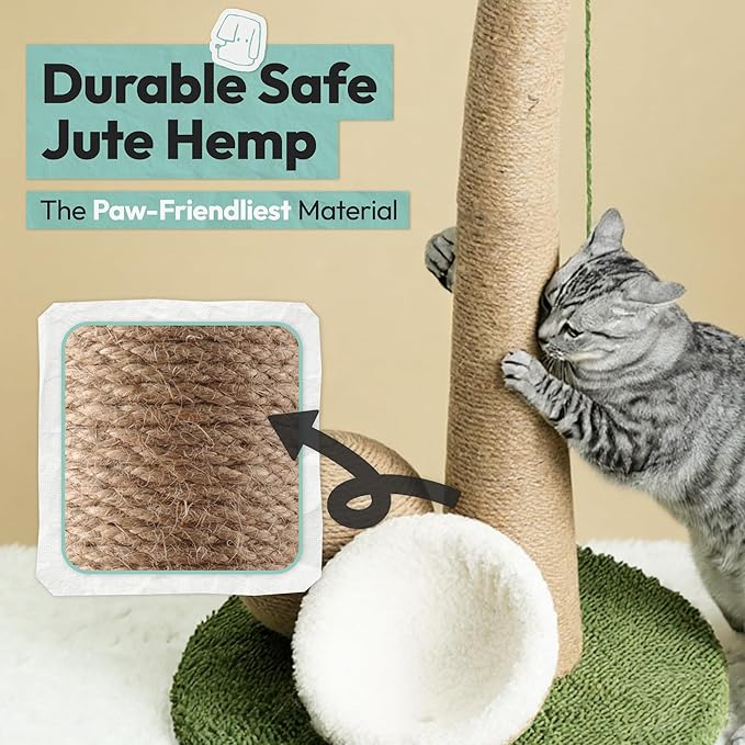 Cat Scratching Post 33 Inch Palm Tree with Hanging Balls and Double Coconut Toys, Cat Scratcher for Indoor Kittens, Extra Stable Base, Paw-Friendly Jute Material M