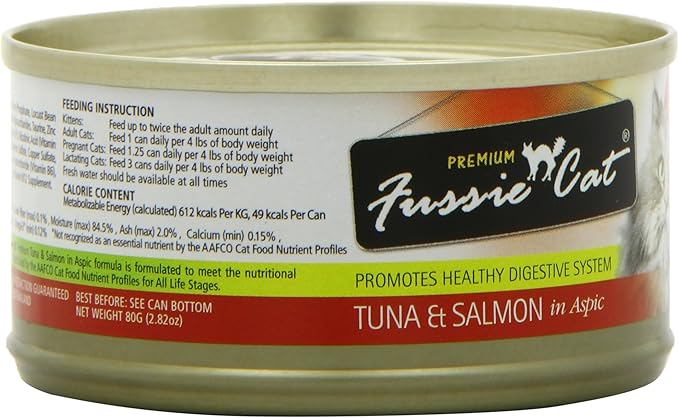 Fussie Cat Premium Tuna & Salmon in Aspic Grain-Free Wet Cat Food - 2.82oz Cans - Case of 24 Cans (Tuna & Salmon in Aspic), (Pack of 48)