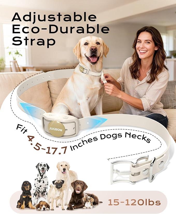 Jugbow Shock Collar for Dogs - 4200FT Remote Training Collar for 15-120lbs Small Medium Large Dog, LED Light & Waterproof Electric Collars with 3 Training Mode for All Breeds (Beige)