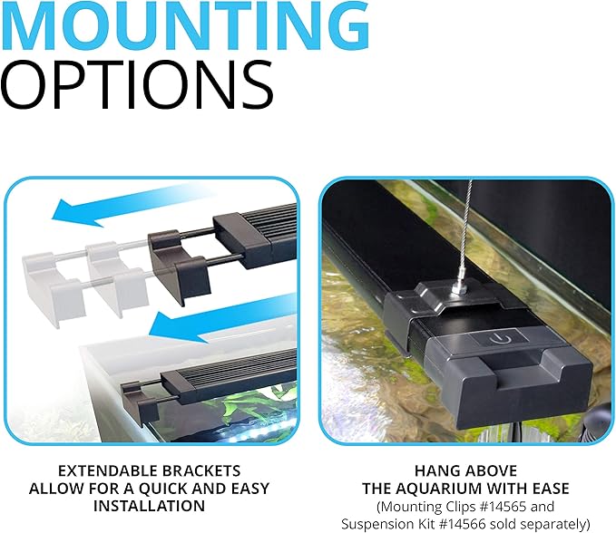 Fluval Aquasky 2.0 LED Aquarium Light – 12W, 15–24" – Adjustable RGB & 6500K White LEDs | App Controlled with Weather Effects | Freshwater & Fish-Only Marine Tanks | Extendable Brackets