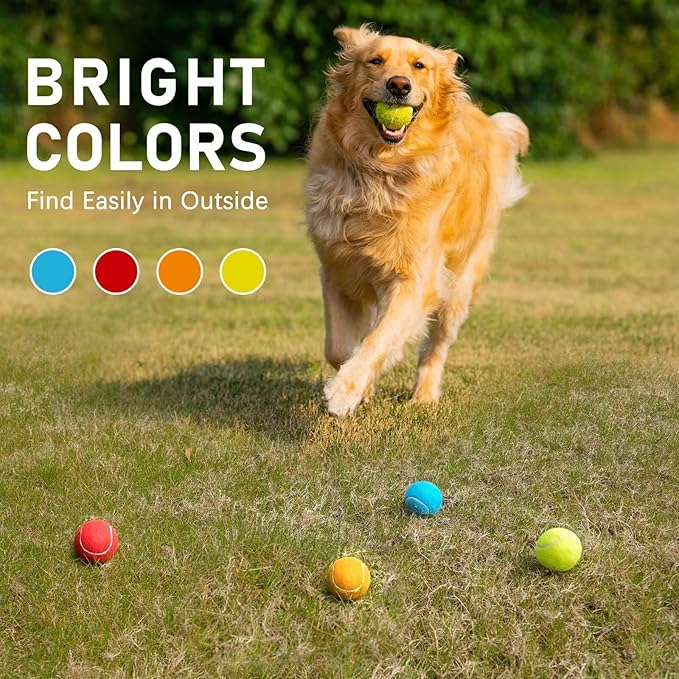 Prime Pets Dog Tennis Balls 3 Pack, 2.5” Durable High-Bounce Tennis Balls for Dogs, Squeaky Dog Ball for Fetch & Training, Outdoor Interactive Dog Toy Ball for Small and Medium Dogs