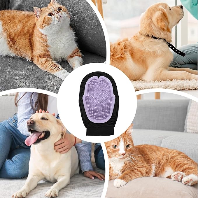 Pet Grooming Gloves, Dog Brush Glove, Soft Comb Design, Combing Mitts to Shedding, Bath Supplies Pet Massaging and Grooming,