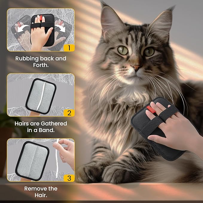 Pet Hair Removal Glove for Cats & Dogs, Animal Fur Removal Tool, Reusable Cats & Dogs Grooming Gloves for Hair Removal, Suitable for Bed Sheets, Blankets, Clothes, Sofas, car Seats (1 pcs)