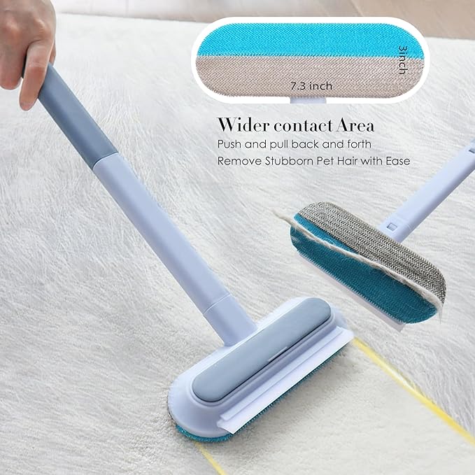 Pet Fur Removal Tool, Dog and Cat Hair Remover for Couch Carpet Furniture, 4 in 1 Multifunctional Pet Hair Removal Broom, Cleaning Brush for Window Tile, Reusable Washable (2 Pack)