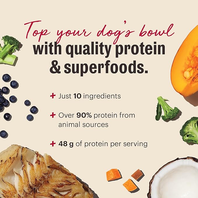 The Honest Kitchen Protein Plus+ Dehydrated Meal Topper: Grain Free Fish Superfoods, 12oz Pouch