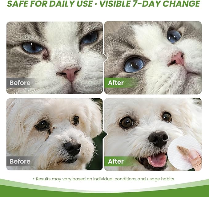 Dog Eye Wipes, Tear Stain Remover for Dogs & Cats - 100ct Hypoallergenic Pet Eye Cleaning Pads for Crust, Gunk & Discharge - Gentle Puppy Grooming Wipes for Sensitive Eyes, Wrinkles & Folds