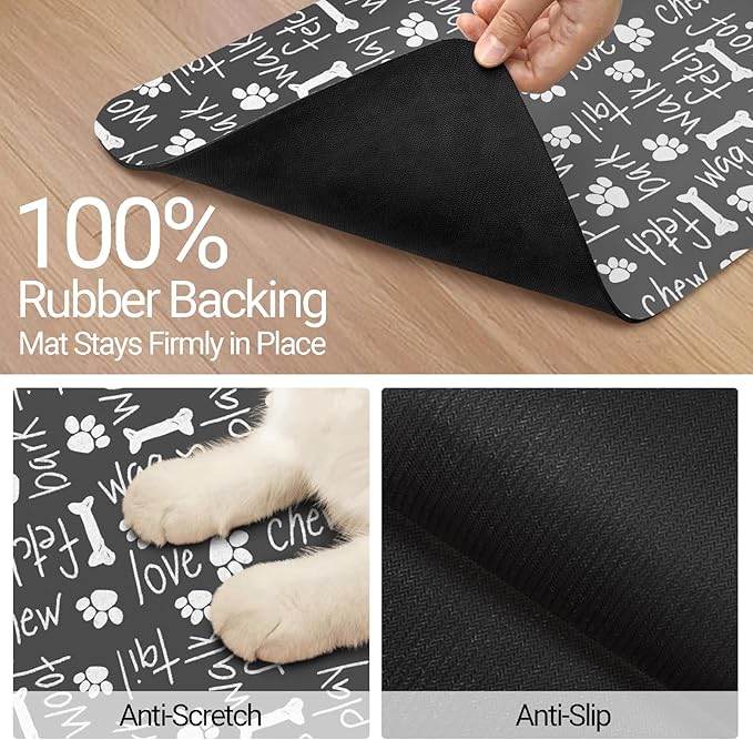Dog Food Mat, Absorbent Waterproof Non-Slip Pet Cat Bowl Feeding Mat for Food & Water Pet Supplies 12 * 20"