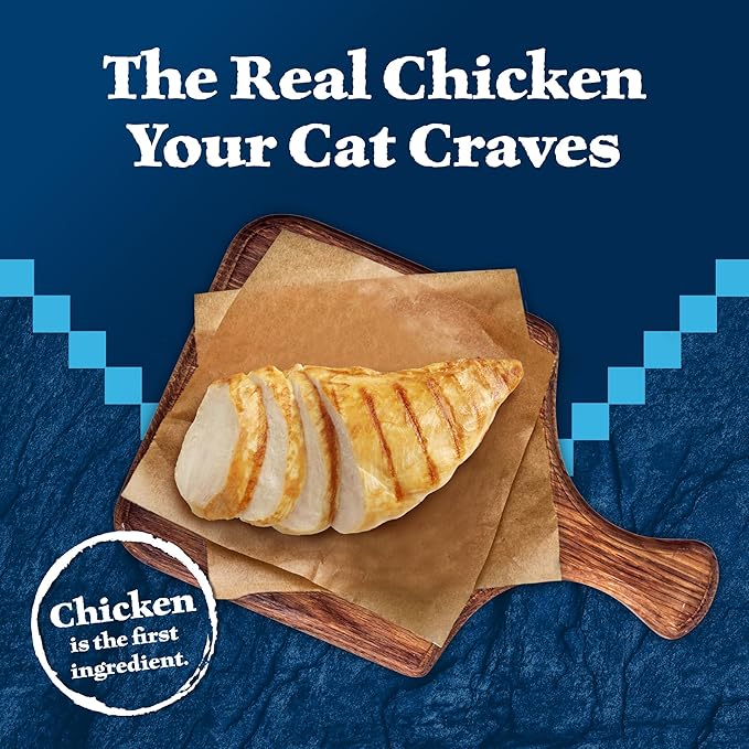 Blue Buffalo Wilderness High-Protein & Grain-Free Wet Cat Food Paté for Adult Cats 7+,Made with Natural Ingredients,Chicken Recipe,3-oz. Cans,(Pack of 48)