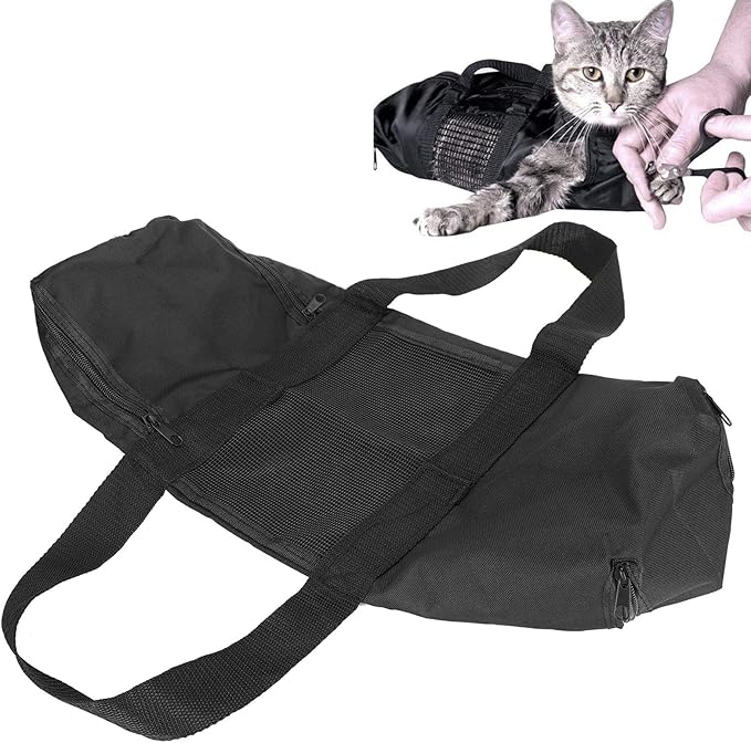 Tyenaza Cat Bath Bag, Cat Grooming Bathing Restraint Bag No Scratching Pet Cat Washing Shower Bath Bag, Cat Grooming Bathing Bag for Claw Nail Trimming