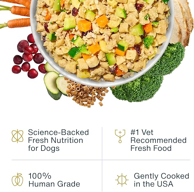 JustFoodForDogs Frozen Fresh Dog Food, Complete Meal or Dog Food Topper, Turkey & Whole Wheat Macaroni Human Grade Dog Food Recipe, 72 oz (Pack of 7)