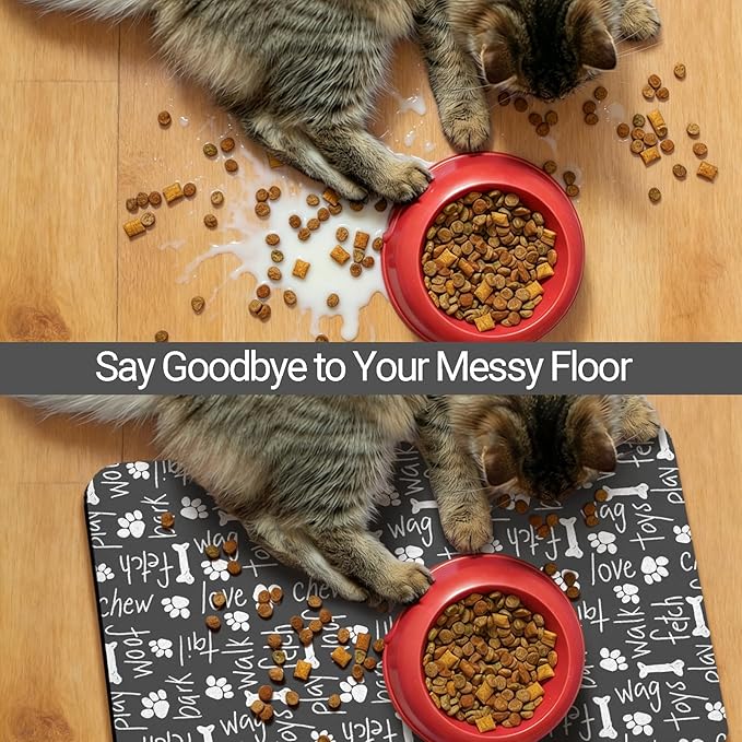 Dog Food Mat, Absorbent Waterproof Non-Slip Pet Cat Bowl Feeding Mat for Food & Water Pet Supplies 16 * 24"