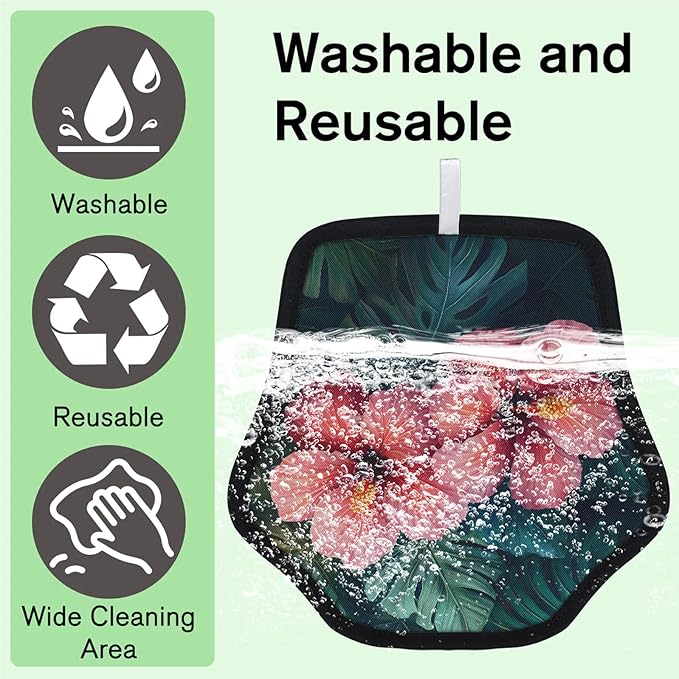 Flowers Leaves Tropical Electrostatic Pet Hair Removal Glove for Cats & Dogs - Reusable Grooming Mitt for Couch, Carpet, Car Seat & Laundry - Large 9x9 Inch
