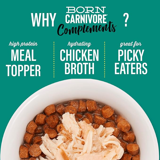 Tiki Cat Born Carnivore Complements Wet Cat Food Topper, Chicken & Salmon 2.1 oz. Pouch (12 Count)