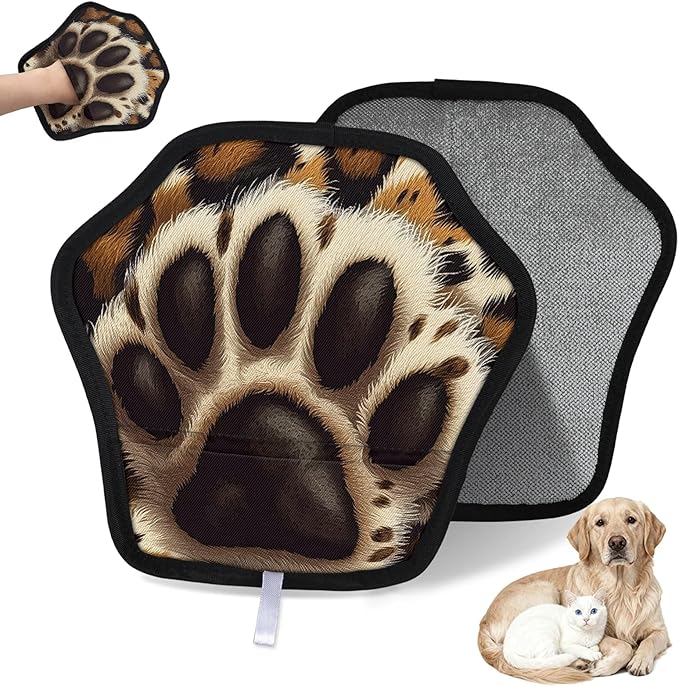Cute Paw Pet Hair Remover Glove 2 Packs Dog Brushes for Grooming Cats Hair Remover Furniture Electricity Magic Brush Reusable Pet Hair Removal Tool Lint Brushes for Clothes, Carpet, Couch