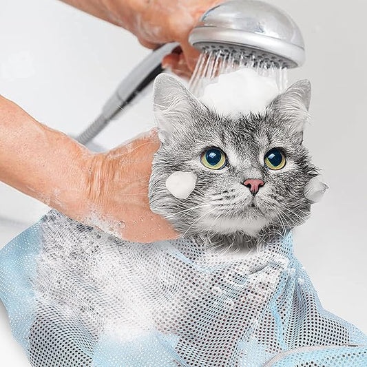 POPETPOP Cat Bathing Bag with Muzzle Adjustable and Breathable Washing Bag for Cats for Shower Nail Trimming and Grooming