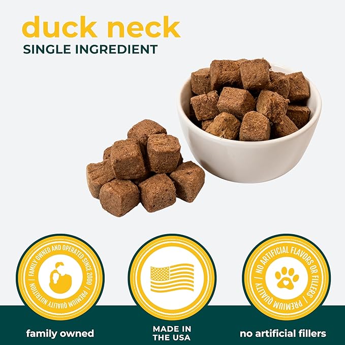 Momentum Carnivore Nutrition Freeze-Dried Duck Neck Dog Treats & Cat Treats – Single-Ingredient, High-Protein, Grain-Free, Natural Crunchy Chew – Made in USA – 3 oz Bag