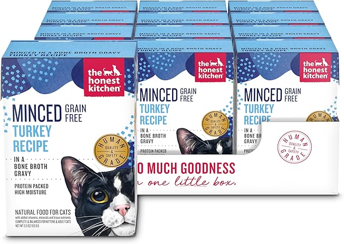 The Honest Kitchen Human Grade Minced - Turkey in Bone Broth Gravy Wet Cat Food, 5.5 oz (Pack of 12)