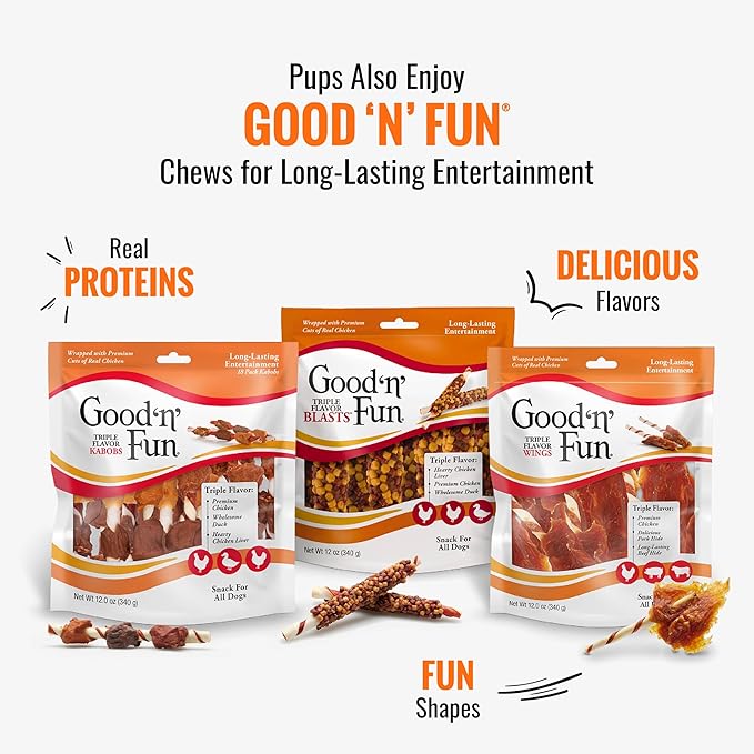 Good 'n' Tasty Triple Flavor Puree Mix-Ins Dog Food Topper Treats for All Dogs, 7 Count, Easy Single-Serve Portions, Added Protein with Salmon, Tuna and Krill, No Chicken or Beef Added (Pack of 2)
