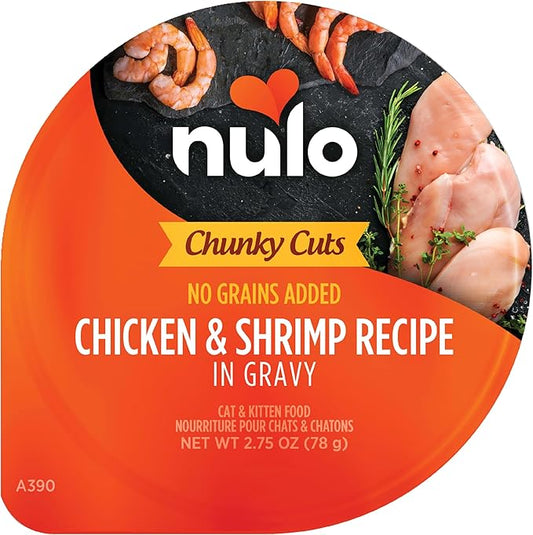 Nulo Chunky Cuts Chicken & Shrimp in Gravy Cat & Kitten Food, 2.75 oz Cup, Case of 10