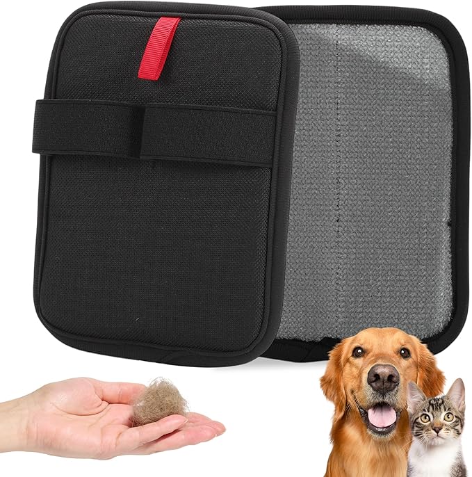 Pet Hair Remover, Electrostatical Cat & Dog Hair Removal Gloves, Reusable Pet Grooming Gloves for Furniture, Fur Removal Tool, Black
