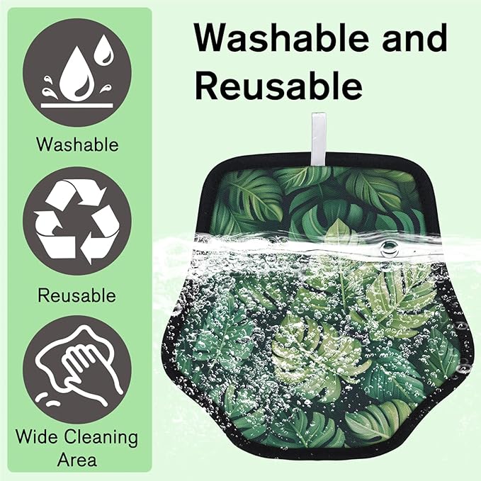 Botanical Palm Leaves Electrostatic Pet Hair Removal Glove for Cats & Dogs - Reusable Grooming Mitt for Couch, Carpet, Car Seat & Laundry - Large 9x9 Inch