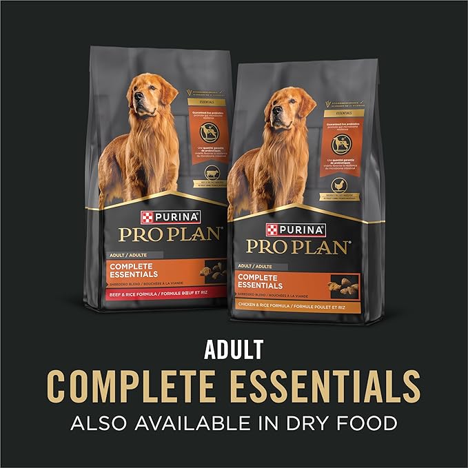 Purina Pro Plan Complete Essentials Wet Dog Food Chicken and Vegetables Entree and Beef and Vegetables Entree Variety Pack - (Pack of 12) 13 oz. Cans