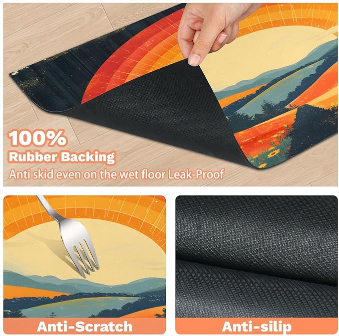Sun Dog Food Mat for Floors Absorbent, Quick Dry Water Dispenser Mat for Food, Water, Pet Supplies 24" x 32", Wildflower