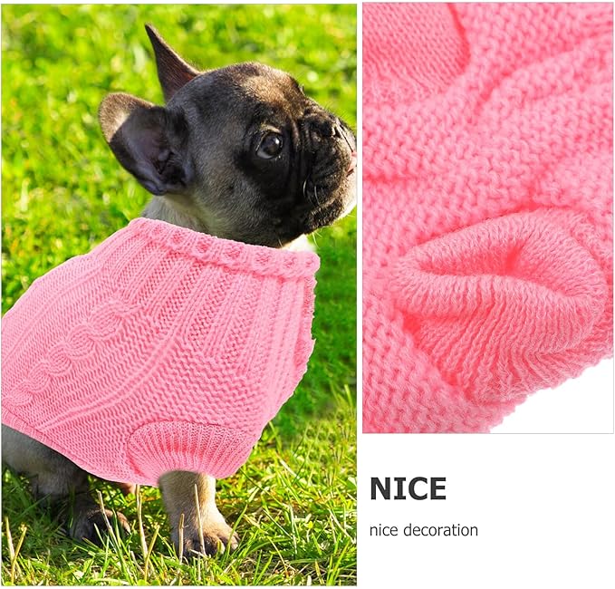 Warm Dog Sweater Turtleneck Pullover Knitted Thermal Coat Size 4 Pink for Winter Puppy Clothing Pet Supply