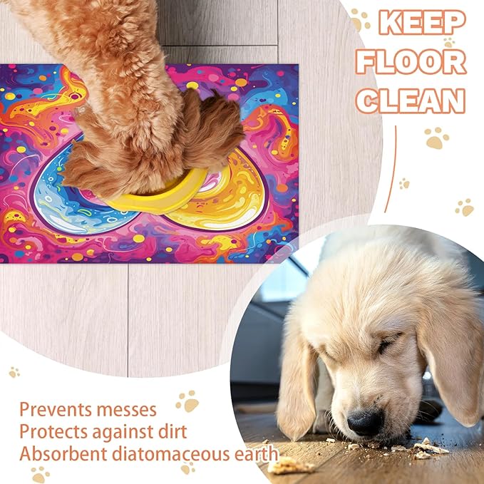 Love Dog Food Mat for Floors Absorbent, Quick Dry Water Dispenser Mat for Food, Water, Pet Supplies 16" x 24", Valentines