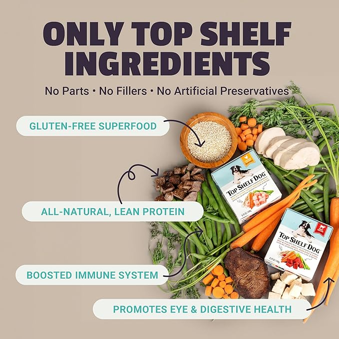 Fresh Dog Food, All Natural Complete Meal or Kibble Topper, Shelf Stable Premade Wet Recipe with Added Vitamins & Minerals for Picky Eaters Puppies Seniors (Chicken 12 x 8.75oz Cartons)
