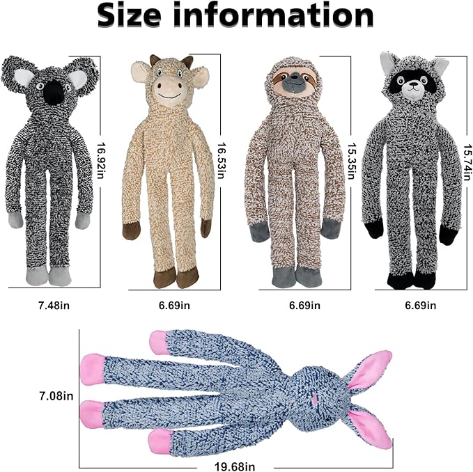 Shuse No Stuffing Dog Toys for Large Dogs, Squeaky Crinkle Interactive Dog Animals Toys, Plush Teething Toys to Keep Them Busy, Cute Funny Dogs Gifts for Small Medium Large Breed