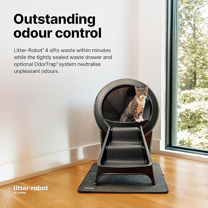 Litter-Robot 4 Ramp by Whisker, Black - Cat Ramp for Litter Box, Custom Fit for Litter-Robot 4, Non-Slip Rubber Feet, Suitable for Small & Elderly Cats, Made in The USA