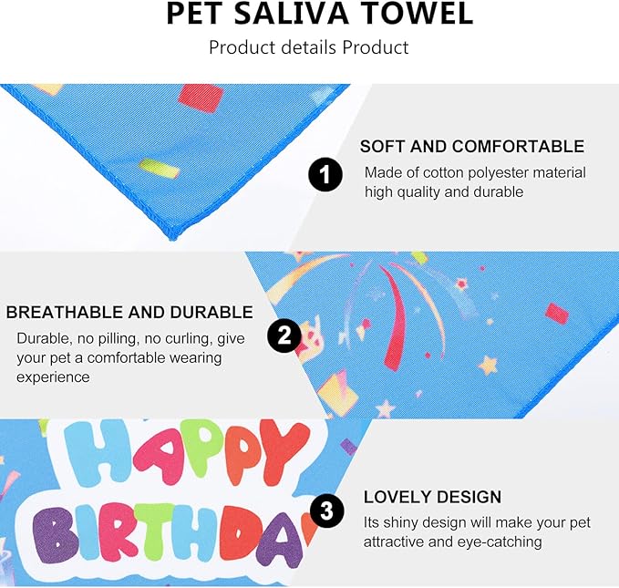 ABOOFAN 2pcs Birthday Dog Bibs Pet Triangle Scarves Puppy Bandanas with Ribbon Blue Pink for Birthday Party Supplies