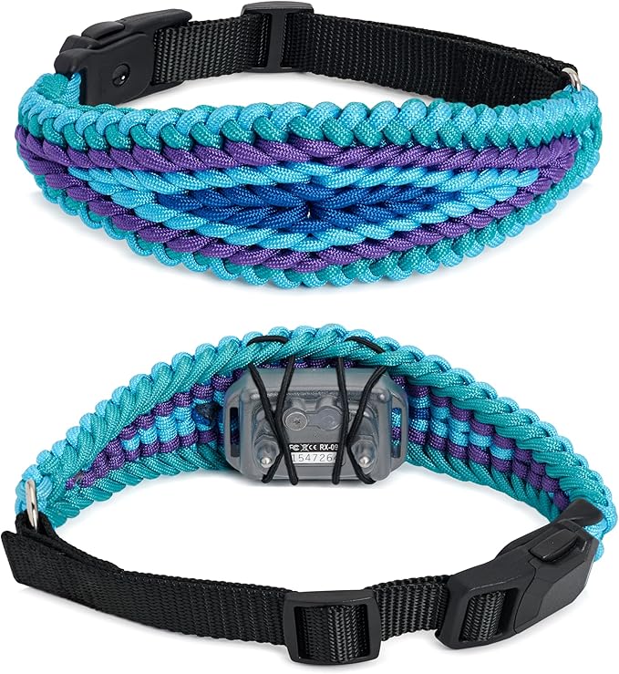 E-Collar Cover - for Medium Dogs with 16-22" Neck Size - Adjustable Nylon Cord, Quick Release Buckle, Heavy Duty Loop Strap Compatible with Dogtra, Educator, SportDog, Garmin, Bousnic, Jugbow (Lagoon)