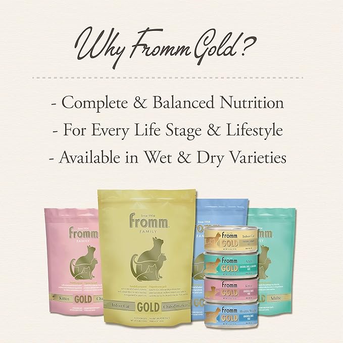 Fromm Indoor Gold Chicken & Salmon Pate Cat Food - Premium Wet Cat Food - Chicken Recipe - Case of (12) 3 oz Cans