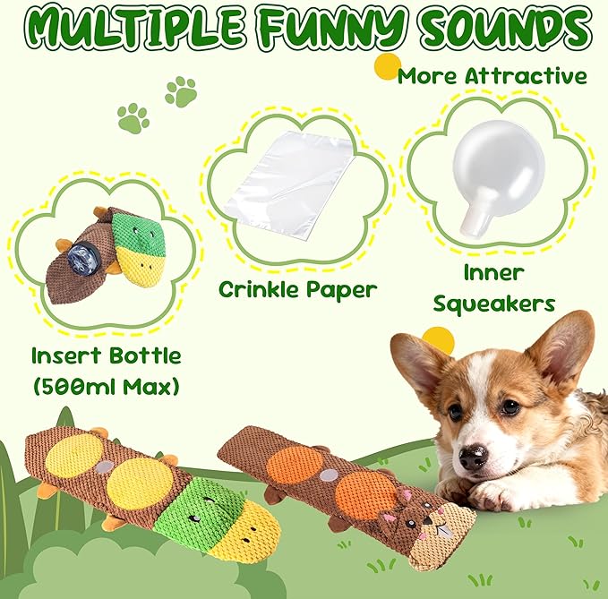 Dog Toys for Aggressive Chewers: 2 Pack Interactive Dog Toys for Boredom and Teething, Snuffle Mat for Dogs Squeaky Chew Toy for Small, Medium Breed to Keep Them Busy